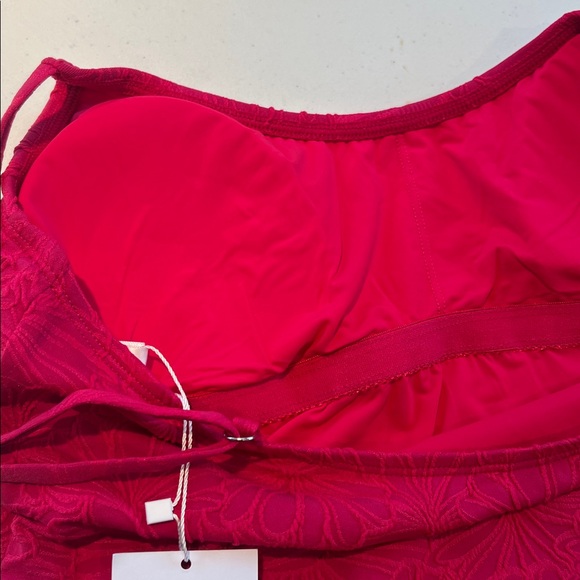 New Andie The Amalfi One Piece Lava Pink textured swimsuit adjustable straps L - Picture 8 of 13